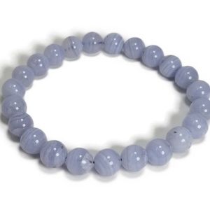 Blue Lace Agate Gemstone Beaded Bracelet